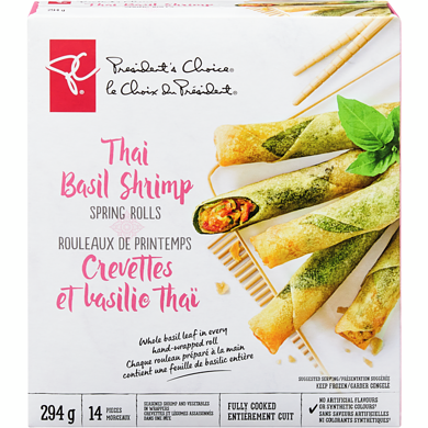 le Choix du Président Rouleaux de printemps, crevettes et basilic thaï 294 g, 2,89 $/100g