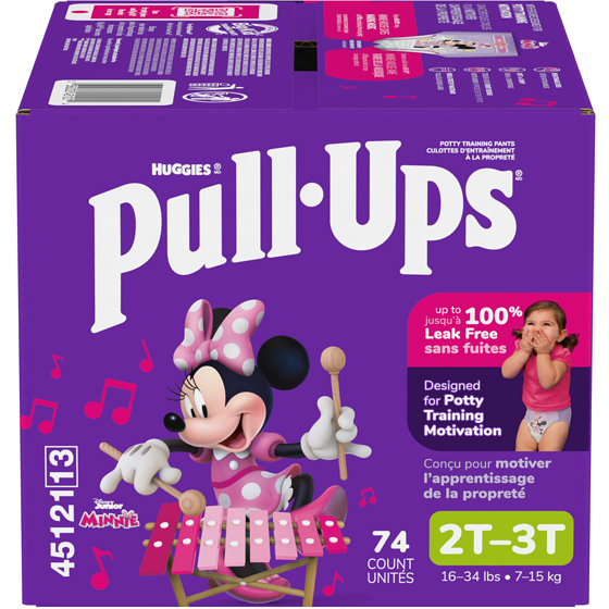 Huggies Sous-vêtements d’entraînement pour filles, 2T-3T (7 à 15 kg [16 à 34 livres]), 74 sous-vêtements 74 ea, 0,45 $/1ch