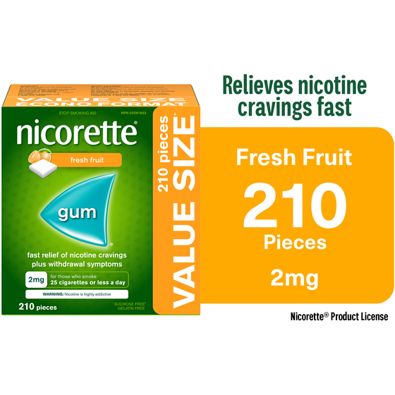 Nicorette Nicotine 2mg, Fruit Flavour, Quit Smoking Aid and Smoking Cessation Aid 210 ea, $0.37/1ea