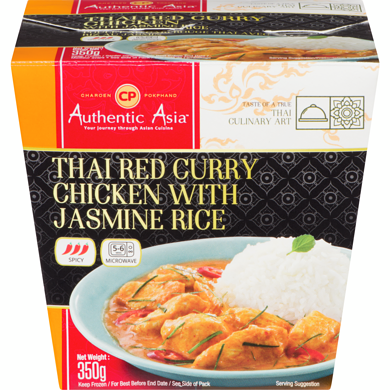 Charoen Pokphand Red Curry Chicken With Jasmine Rice 350 g, $1.57/100g