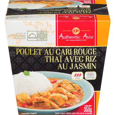 Charoen Pokphand Poulet au cari rouge et riz au jasmin 350 g, 1,43 $/100g