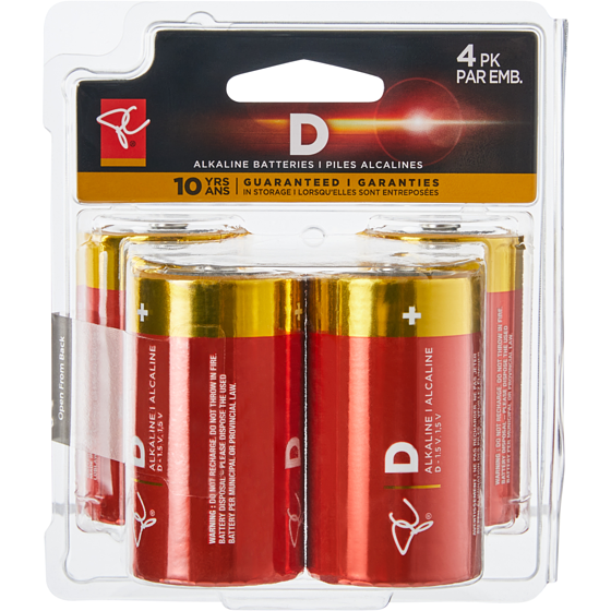President's Choice Long Life Alkaline Batteries, D 1 ea, $2.25/1ea