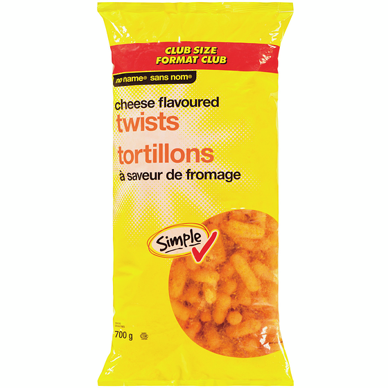 No Name Cheese Flavoured Twists 700 g, $0.93/100g