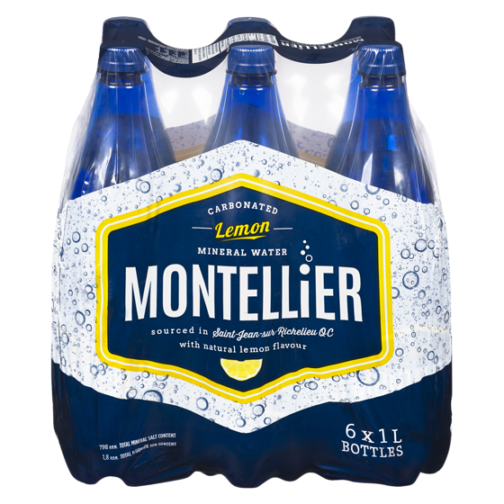 Montellier Carbonated Natural Mineral Water, Lemon Flavour  6x1.0 l, $0.10/100ml