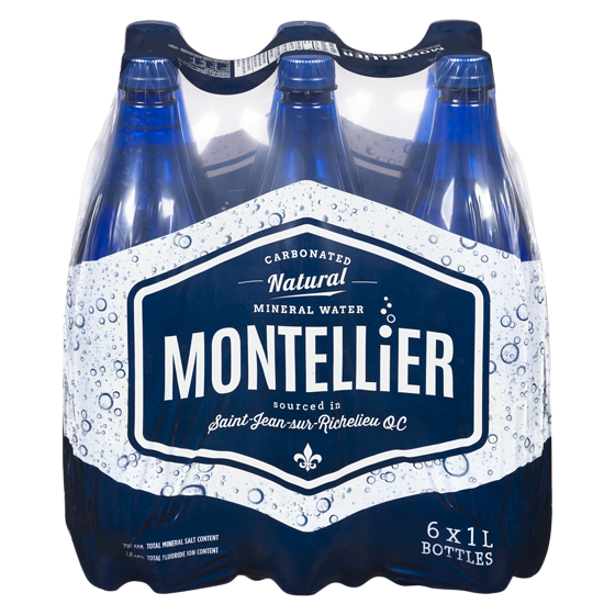 Montellier Carbonated Natural Mineral Water  6x1.0 l, $0.10/100ml