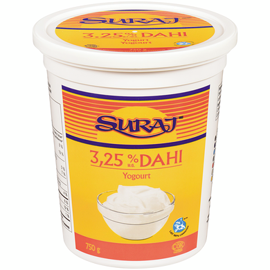 Suraj Yogourt dahi 3,25 % M.G. 750 g, 0,37 $/100g