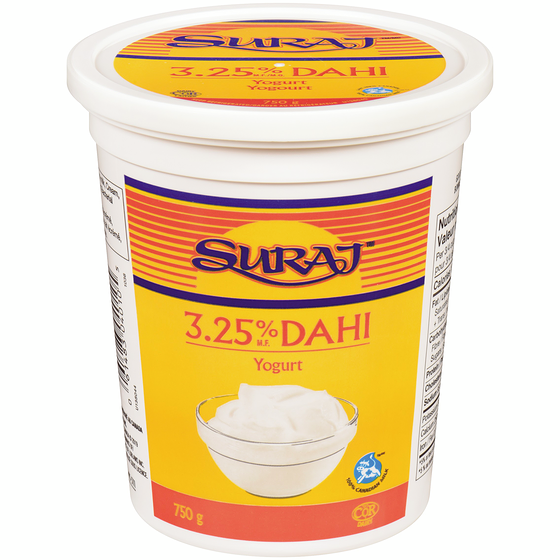 Suraj 3.25% M.F. Dahi Yogurt 750 g, $0.37/100g