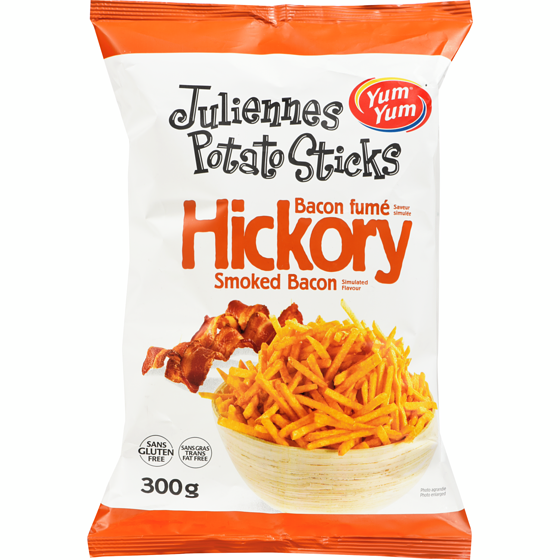 Yum Yum Juliennes Potato Sticks Hickory Smoked Bacon 300 g, $1.50/100g