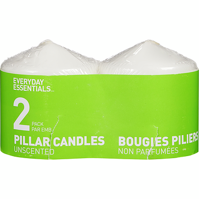 Everyday Essentials Bougie cylindrique non parfumée 2x1.0 ea, 2,00 $/1ch