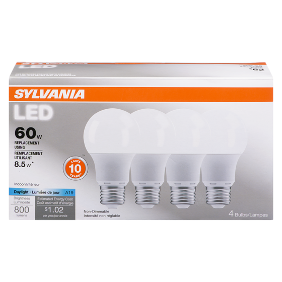 Sylvania Ampoule à DEL 8,5 W 4 ea, 3,25 $/1ch