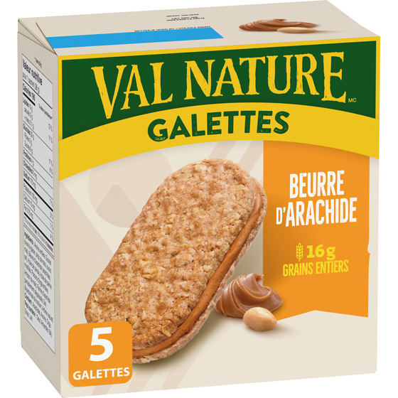Nature Valley Val Nature Galettes, Beurre D’arachide, Collation pour le Petit-Déjeuner, 1 Portion par Sachet 5 Gallettes 190 g, 1,97 $/100g