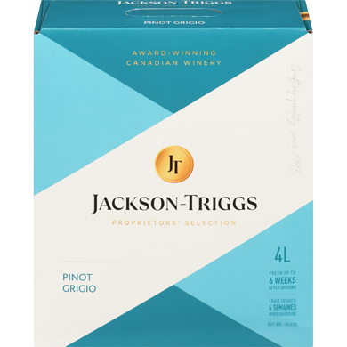 Jackson Triggs Jackson Triggs Pinot Grigio (ID required at pick-up) 4000 ml, $1.25/100ml