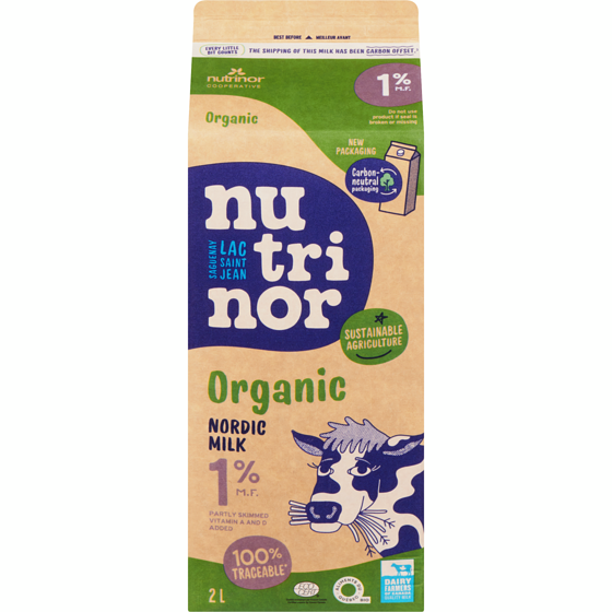Nutrinor Organic Nordic Milk, 1% 2 l, $0.39/100ml