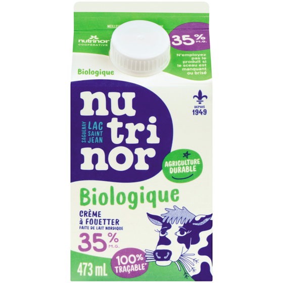 Nutrinor Crème nordique biologique, 35 % M.G. 473 ml, 1,27 $/100ml