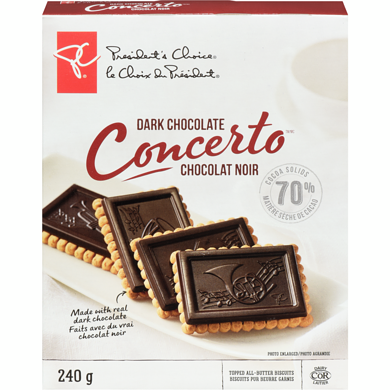 President's Choice Dark Chocolate Concerto Biscuits 240 g, $1.37/100g
