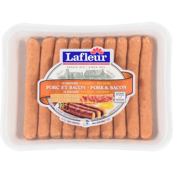 Lafleur Pork & Bacon Fresh Sausage 375 g, $1.86/100g