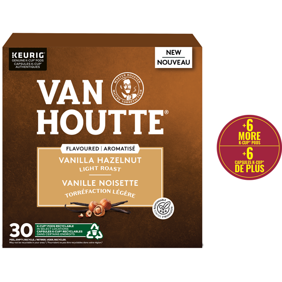 Van Houtte Capsules K-Cup de café vanille et noisette Van Houtte, torréfaction légère, 30 unités 30 ea, 1,07 $/1ch