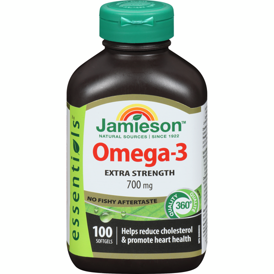 Jamieson Extra Strength Omega-3 No Fishy Aftertaste 700 mg 100 ea, $0.25/1ea
