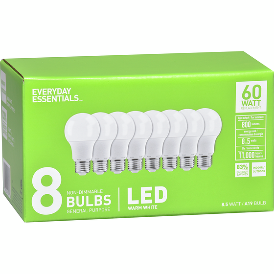 Everyday Essentials Ampoule DEL, blanc doux, 8,5 W 1 ea, 2,00 $/1ch
