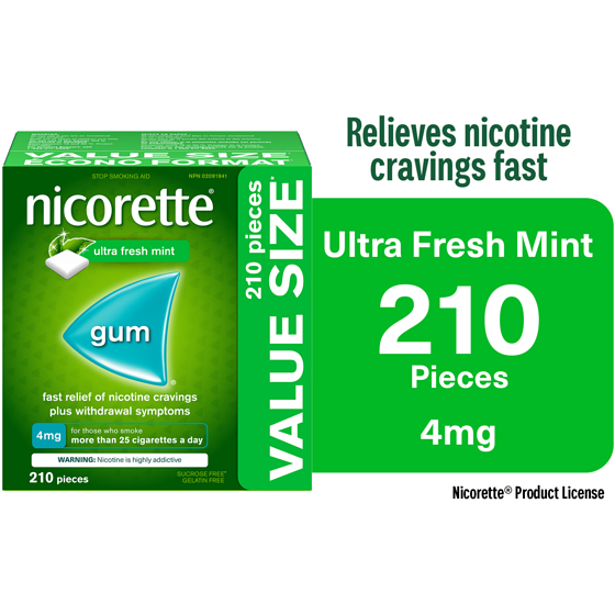 Nicorette Nicotine Gum Peppermint 4mg 210 ea, $0.29/1ea