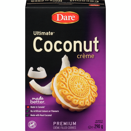 Dare Ultimate Coconut Crème Cookies 290 g, $1.72/100g