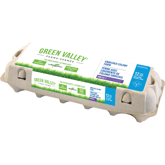Rowe Farms Green Valley Oeufs Gros Omega3 12 ea, 6,49 $/1ch