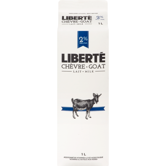 Liberté Lait de chèvre 2 % M.G. 1 l, 0,55 $/100ml