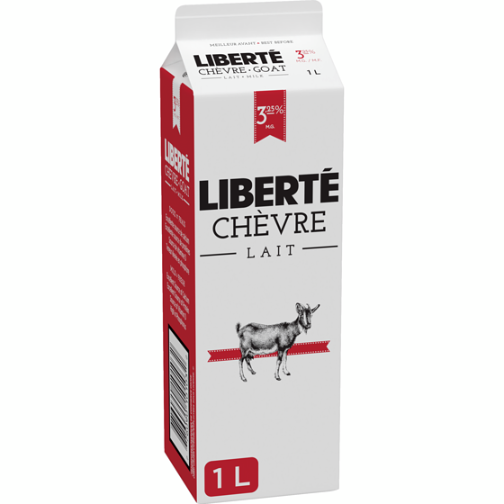 Liberté Lait de chèvre 3,25 % M.G. 1 l, 0,55 $/100ml