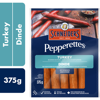Schneiders Pepperettes Sausage Sticks, Turkey 375 g, $3.46/100g