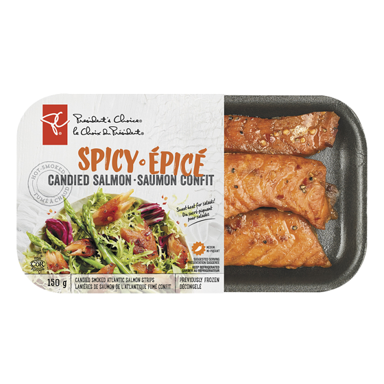 le Choix du Président Lanières de saumon de l’atlantique fumé confit épicé 150 g, 9,33 $/100g