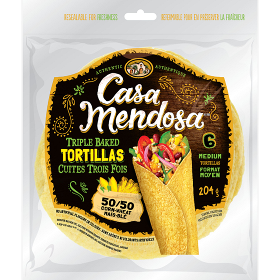 Casa Mendosa Tortillas Triple Baked 50/50 Corn-Wheat 204 g, $2.45/100g