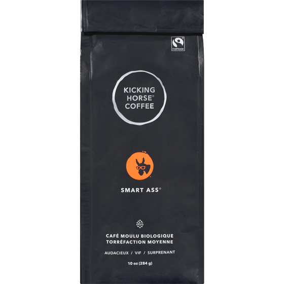Kicking Horse Café Moulu Biologique Équitable Torréfaction Moyenne , Smart Ass 284 g, 6,33 $/100g