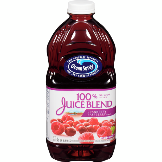 Ocean Spray 100% Juice Blends 100% Juice, Cranberry and Raspberry 1.77 l, $0.28/100ml