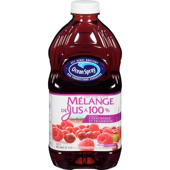 Ocean Spray Jus à 100 %, canneberges et framboises 1.77 l, 0,34 $/100ml