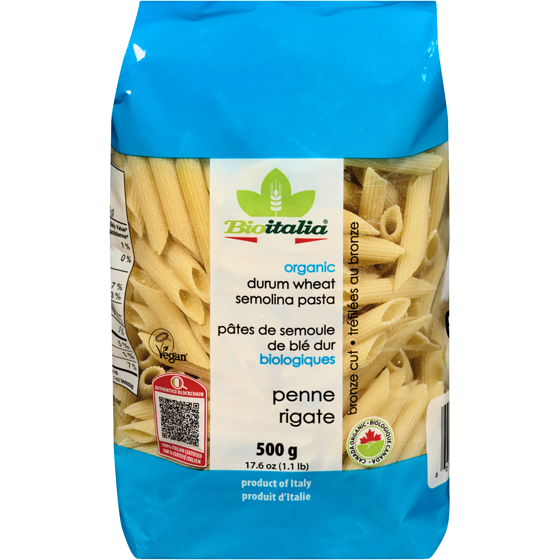 Bioitalia Pâtes de Semoule de Blé Dur Biologiques Penne Rigate 500 g, 0,66 $/100g