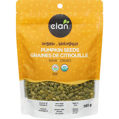 Elan Organic Pumpkin Seeds 185 g, $2.70/100g