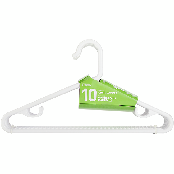 Everyday Essentials Plastic Coat Hanger, White 10x1.0 ea, $0.70/1ea