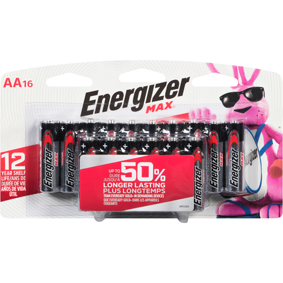 Energizer Piles alcalines AA MAX, emballage de 16 1 ea, 1,25 $/1ch