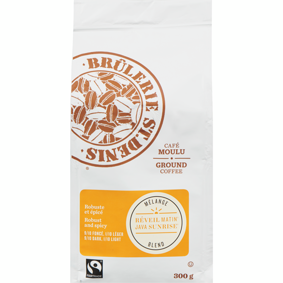 Brûl. St-Denis Café moulu, java matin 300 g, 4,33 $/100g