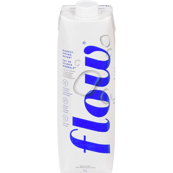 Flow Water Naturally Alkaline Spring Water  6x1000.0 ml, $0.30/100ml