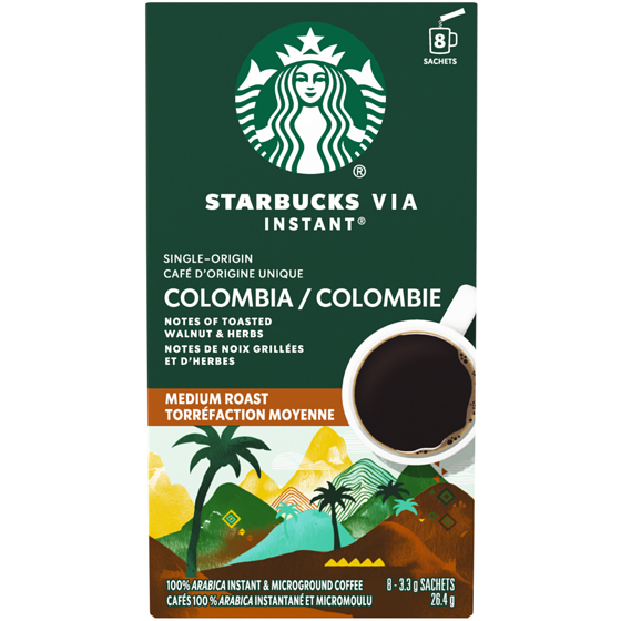 Starbucks Via Instant Colombia Medium Roast Coffee Packets 8 ea, $1.37/1ea