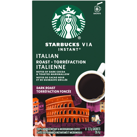 Starbucks Via Instant Torréfaction Italienne 8 ea, 1,37 $/1ch