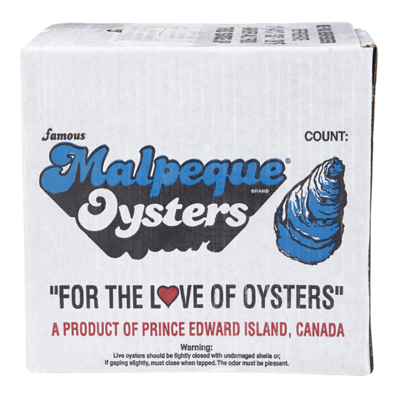 null Oysters, Standard Malpeques, case 2271 g, $1.19/100g