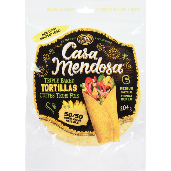 Casa Mendosa Tortillas Triple Baked 50/50 Corn-Wheat 204 g, $2.35/100g