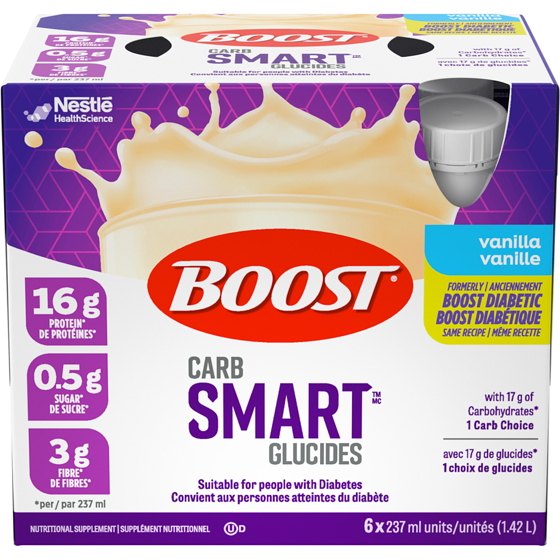 Nestle Health Science Supplément nutritionnel BOOST Smart Glucides – Vanille 6x237.0 ml, 1,02 $/100ml