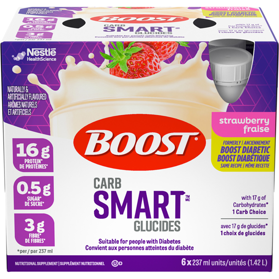 Nestle Health Science BOOST CarbSmart Strawberry Nutritional Supplement 6x237.0 ml, $1.16/100ml