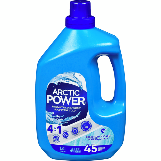 Arctic Power Détergent pour la lessive, Fraîcheur Cascade, 45 charges de lavage 1.8 l, 0,22 $/100ml