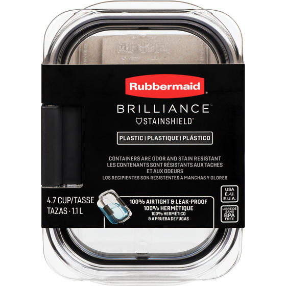 Rubbermaid Brilliance Plastic Food Storage Container, 1 Pack 1 ea, $15.00/1ea