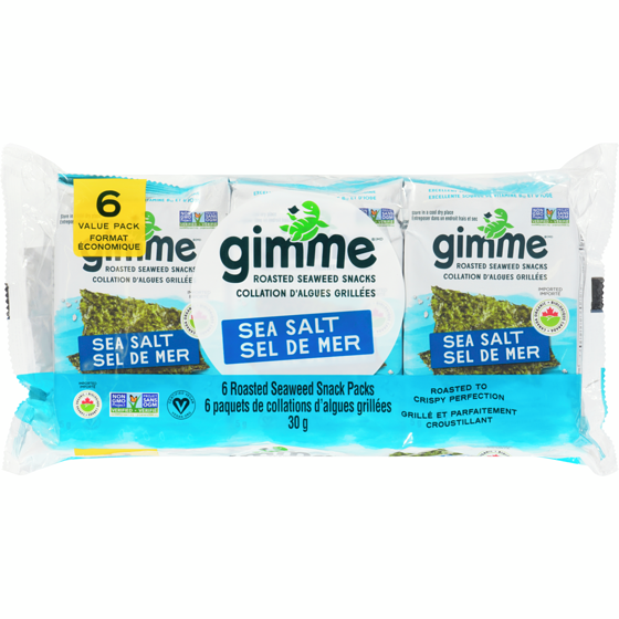 Gimme Organic Go Snack Roasted Seaweed, Sea Salt 5 g, $160.00/100g