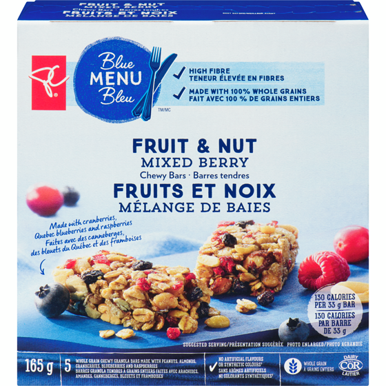 PC Blue Menu Fruit & Nut Mixed Berry Chewy Bars PC.ca